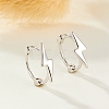 Lightning Bolt Shape Rhodium Plated 925 Sterling Silver Hoop Earrings for Women KQ4237-2-2
