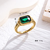 Rectangle 304 Stainless Steel Micro Pave Cubic Zirconia Finger Rings FS-WG7A2B7-10-1