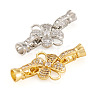 2Pcs 2 Colors Brass Micro Pave Clear Cubic Zirconia Fold Over Clasps ZIRC-PJ0001-11-2