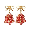 3 Pairs Christmas Bell Brass Dangle Stud Earrings EJEW-MZ00495-3