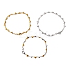 3Pcs 3 Colors 304 Stainless Steel Heart Link Bracelets BJEW-FS0001-02-2