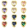6Pcs 3 Colors Brass Micro Pave Cubic Zirconia Heart Slide Charms ZIRC-YW0001-36A-2