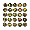 Brass Elder Futhark Alphabet Engraved Symbol Flat Round Natural Unakite Rune Stones G-I373-01E-1