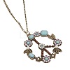 Bohemian Flower Peace Sign Alloy & Glass & Plastic Pearl Pendant Necklaces FS-WG15A32-02-4