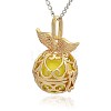Golden Tone Brass Hollow Round Cage Pendants KK-J237-04G-3
