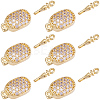6Pcs Brass Micro Pave Clear Cubic Zirconia Box Clasps KK-BBC0019-66-6