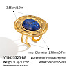 Oval 304 Stainless Steel with Natural Lapis Lazuli Open Cuff Rings for Women WS5424-2-1