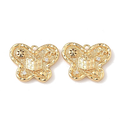 Christmas Brass Micro Pave Clear Cubic Zirconia Pendants KK-A280-03F-G-1