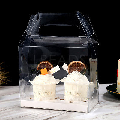 Foldable Transparent PET Cupcakes Boxes CON-PW0001-050D-1