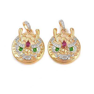 Brass Micro Pave Cubic Zirconia Pendants KK-K351-53G-1