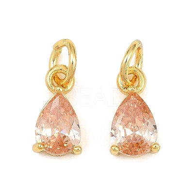 Brass Pave Cubic Zirconia Charms KK-K340-51G-02-1