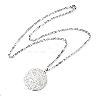 Non-Tarnish 304 Stainlessa Steel Curb Chain Pendant Necklaces LS-NJEW-H034-06P-1