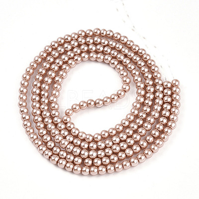 Baking Paint Pearlized Glass Pearl Round Bead Strands X-HY-Q003-4mm-11-1