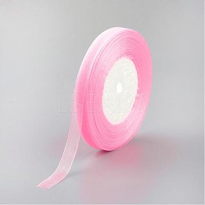 Breast Cancer Pink Awareness Ribbon Making Materials Sheer Organza Ribbon RS12mmY004-1