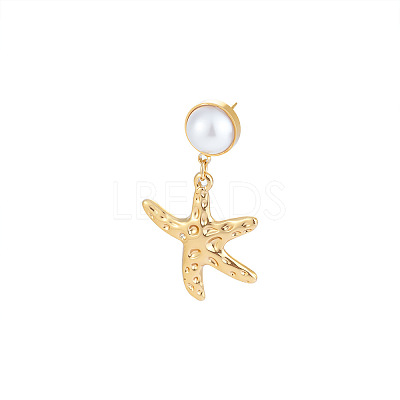 304 Stainless Steel & Plastic Pearl Stud Dangle Earrings WG9A652-01-1