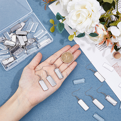 DIY Blank Rectangle Dome Earring Making Kit STAS-DC0015-38-1