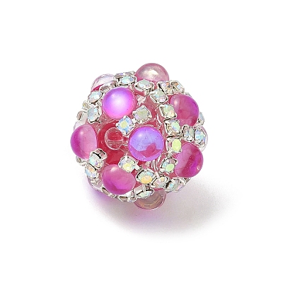 Sparkling Acrylic Encrusted Round Beads CLAY-NH0003-03S-03-1