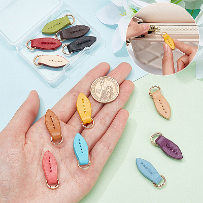 11pcs 11 colors Leather Zipper Pull Tabs DIY-WR0002-25-1