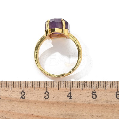 Hexagon Natural Amethyst Finger Rings RJEW-B113-02G-06-1