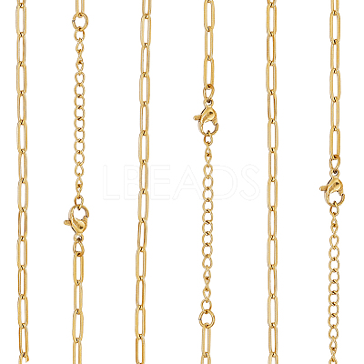 10Pcs 667 Stainless Steel Paperclip Chain Necklaces NJEW-BBC0001-48B-G-1
