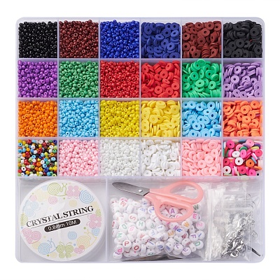 DIY Heishi Bracelet Making Kit, Including Polymer Clay Disc & Acrylic  Letter Beads, Tweezers, Elastic Thread