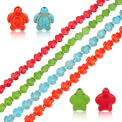 4 Strands 4 Styles Dyed Synthetic Turquoise Beads Strands G-GA0001-62-1