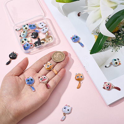 24Pcs 6 Colors Printed Alloy Pendants FIND-BM0001-80-1