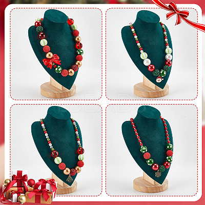 4Pcs 4 Styles ABS Plastic Pearl & Acrylic & Resin Beaded Necklaces Set NJEW-AB00010-1