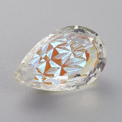 Embossed Glass Rhinestone Pendants GLAA-J101-05B-001SI-1