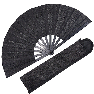 Glitter Plastic & Oxford Cloth Fan with Fan Bags AJEW-WH20022-89A-1