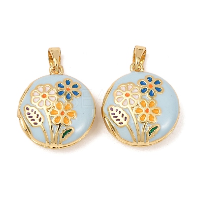 Brass Enamel Locket Pendants X-KK-G543-01G-02-1