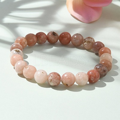 Natural Plum Blossom Jasper Beads Stretch Bracelets BJEW-F380-01-B08-1