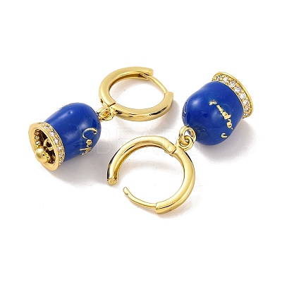 Bell Brass & Enamel Hoop Earrings for Women EJEW-U015-25G-D-1