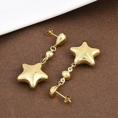 304 Stainless Steel Dangle Stud Earrings EJEW-P325-04A-G-1