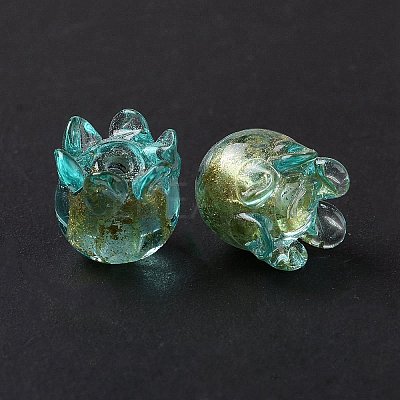 Handmade Gold Foil Lampwork Glass Beads X1-LAMP-G158-02C-1