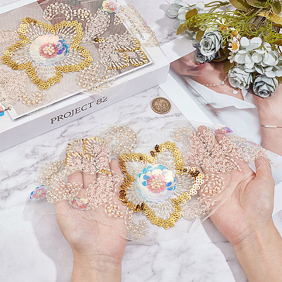 3D Flower Polyester Embroidery Sew on Appliques DIY-WH20010-36-1