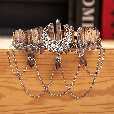 Moon & Chain Metal Hair Bands PW-WG63593-11-1