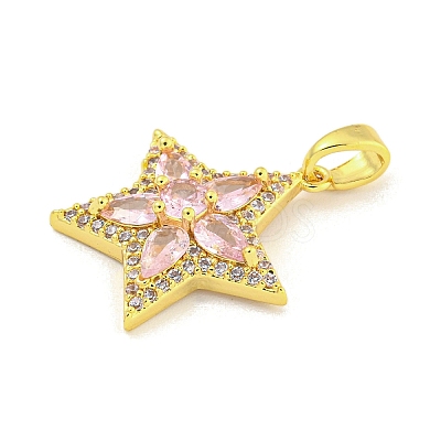 Star Rack Plating Brass Cubic Zirconia Pendants KK-M291-10G-1