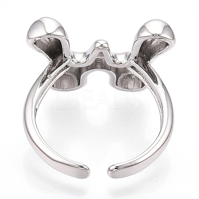 Brass Letter Open Cuff Rings for Women RJEW-G313-01W-P-1