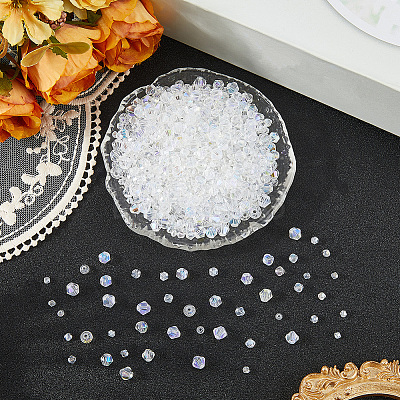 25 Strands 5 Styles Transparent Electroplate Glass Beads Strands GLAA-PA0001-34-1