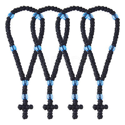4Pcs Waxed Cord Charm Bracelets BJEW-DC0001-23-1