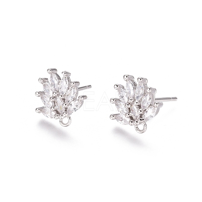 Brass Cubic Zirconia Stud Earring Findings EJEW-E257-03P-1