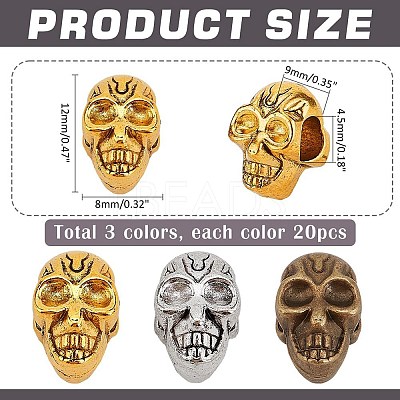 60Pcs 3 Colors Alloy European Beads FIND-PH0021-84-1