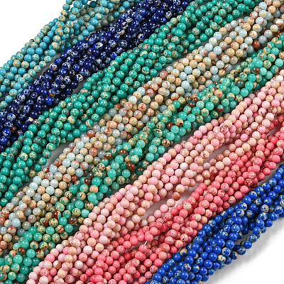 Synthetic Imperial Jasper Dyed Beads Strands G-D077-A01-02-1