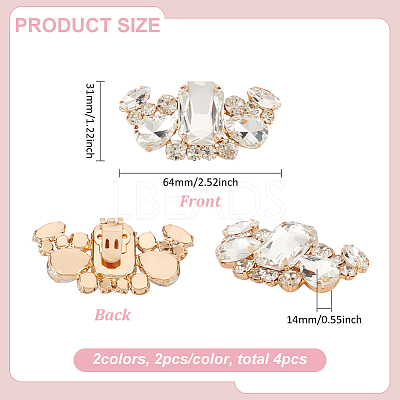 4Pcs 2 Colors Manganese Steel Rhinestone Shoe Decoration AJEW-FG0004-19-1