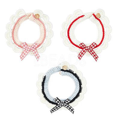 3Pcs 3 Colors Wool Woven Cat Collars AJEW-FG0002-66-1