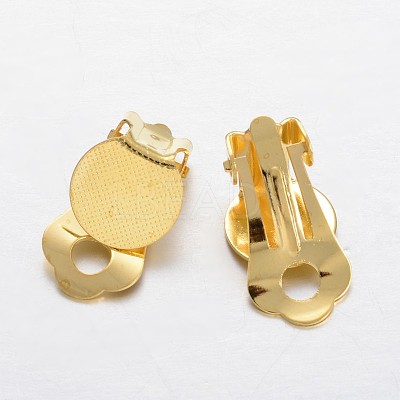 Brass Clip-on Earring Settings KK-F371-46G-1