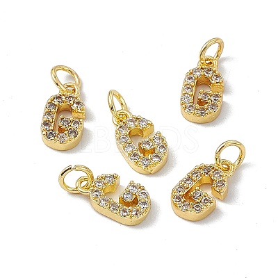 Real 18K Gold Plated Brass Micro Pave Clear Cubic Zirconia Charms KK-E068-VB452-G-1