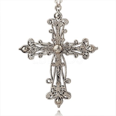 Tibetan Style Alloy Rhinestone Gothic Cross Big Pendants RB-J144-28AS-1