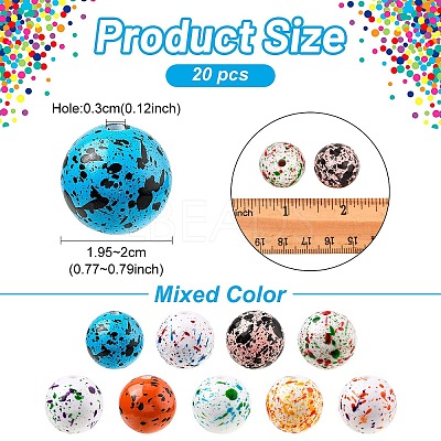 20Pcs Spray Painted Opaque Acrylic Beads ACRP-YW0001-17-1